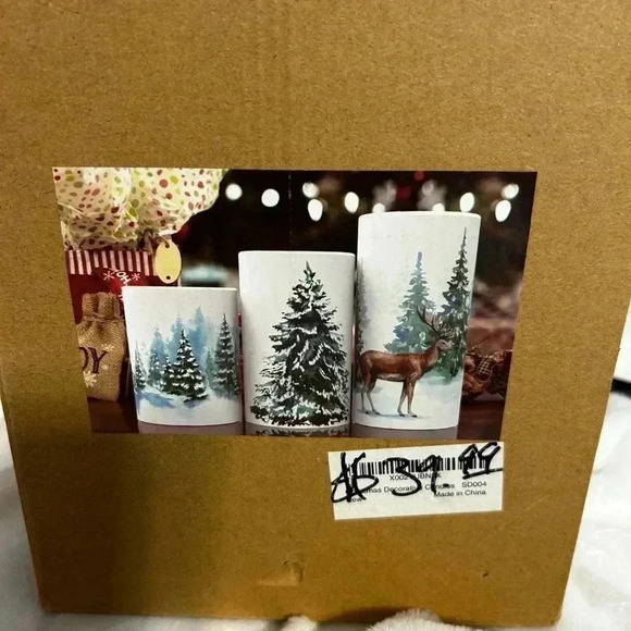 Christmas battery operated candlelight’s . New in box. Winter forest deer scene. - Picture 1 of 10
